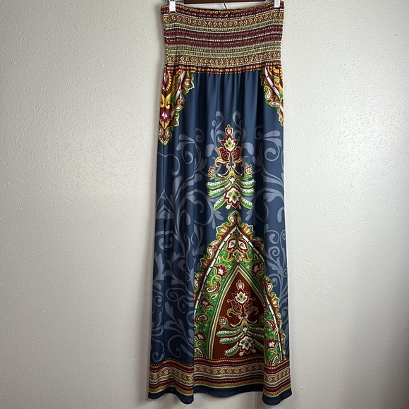 Flying Tomato smocked bandeau maxi dress bohemian indie boho size small - Picture 4 of 6